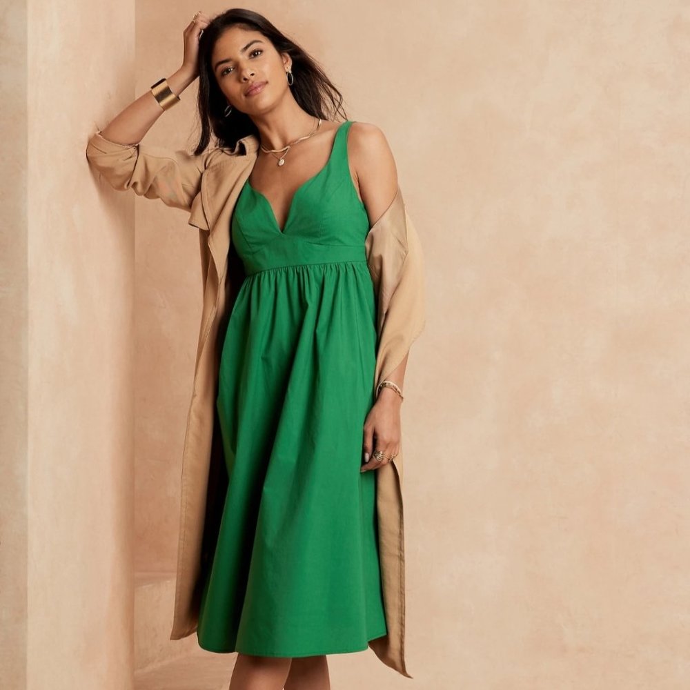 NWT! Banana Republic Factory Poplin Midi Dress, Size 8